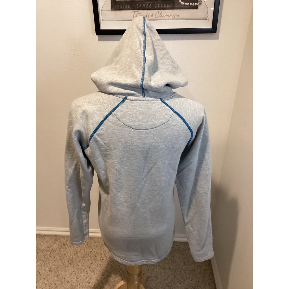 Noble Outfitters‎ Womens Gray Blue Trim V Neck Hoodie Sweatshirt Size M - Picture 5 of 6
